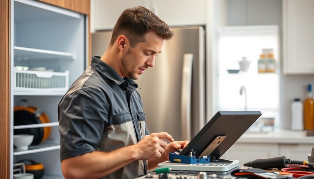 Refrigerator repair technician